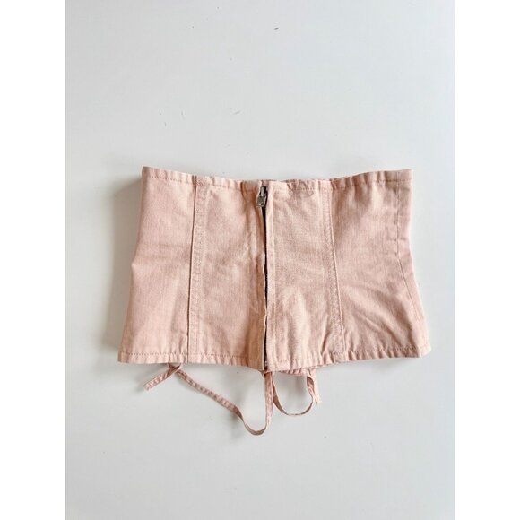 Aritzia WILFRED Audra Camille Pink Cotton Denim Cropped Waist Corset, Size XXS - Picture 3 of 13